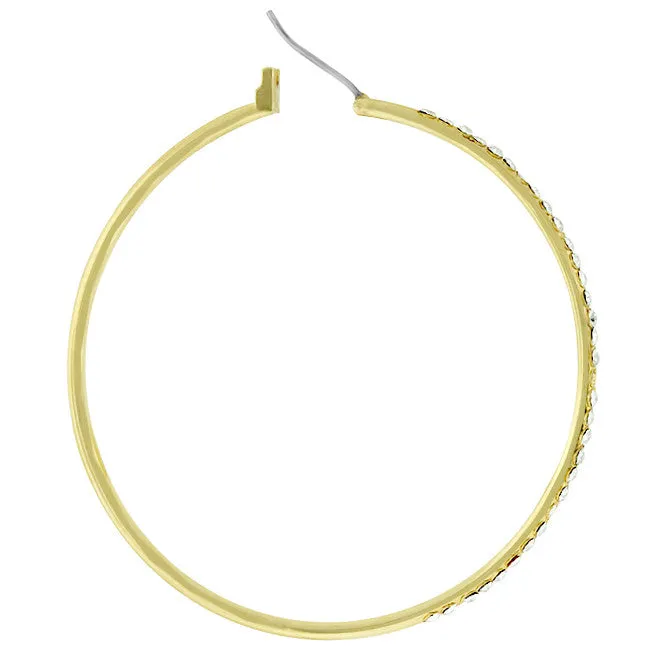 2 Inch Gold Crystal Hoop Earrings