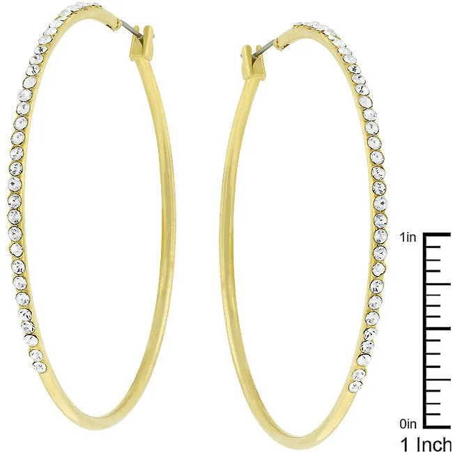 2 Inch Gold Crystal Hoop Earrings