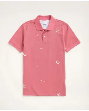 Brooks Brothers Men's Original Fit Stretch Polo Shirt with Seagull Embroidery Red