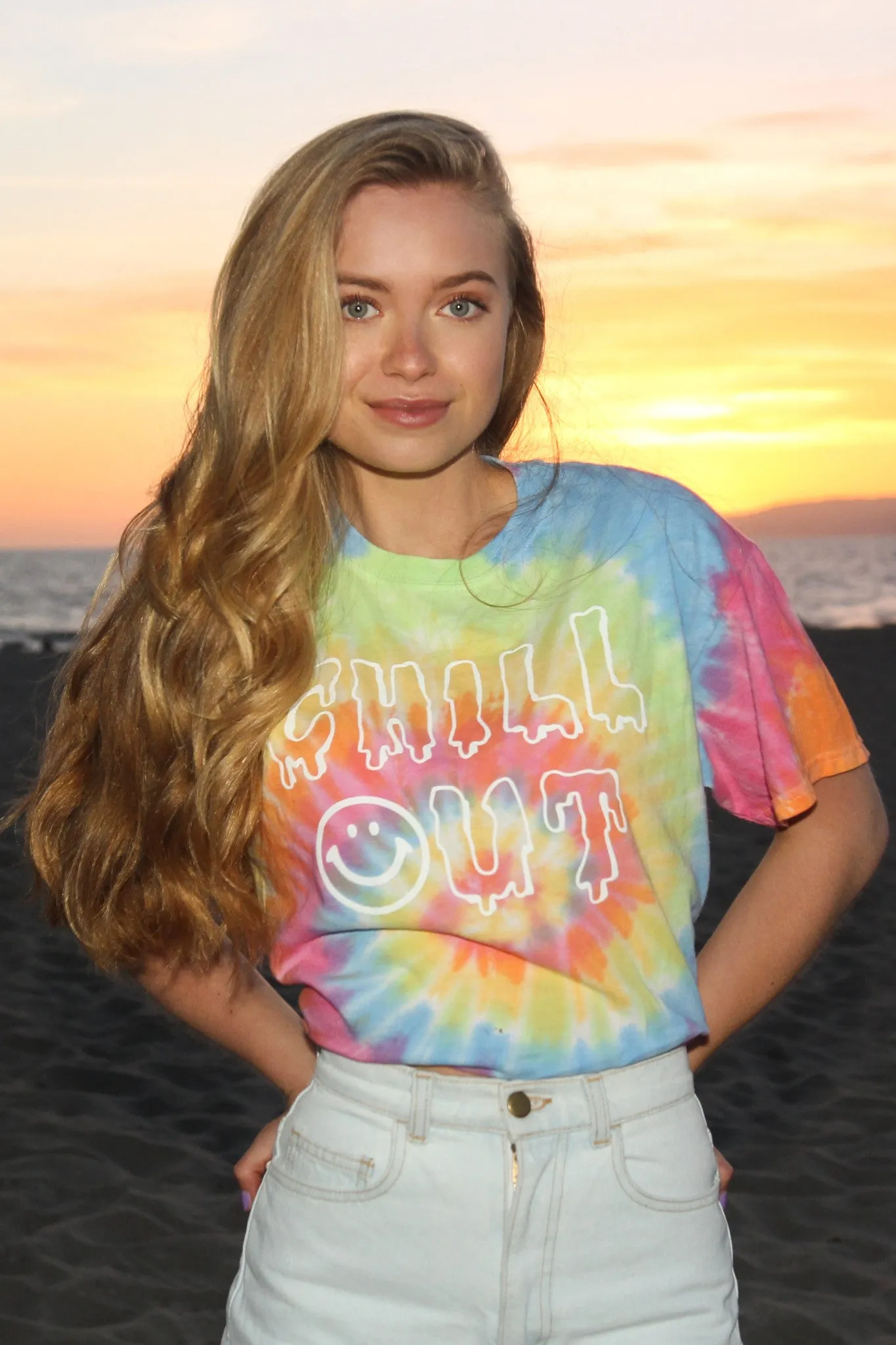 Chill Out Pastel Tie-Dye Graphic Unisex Tee