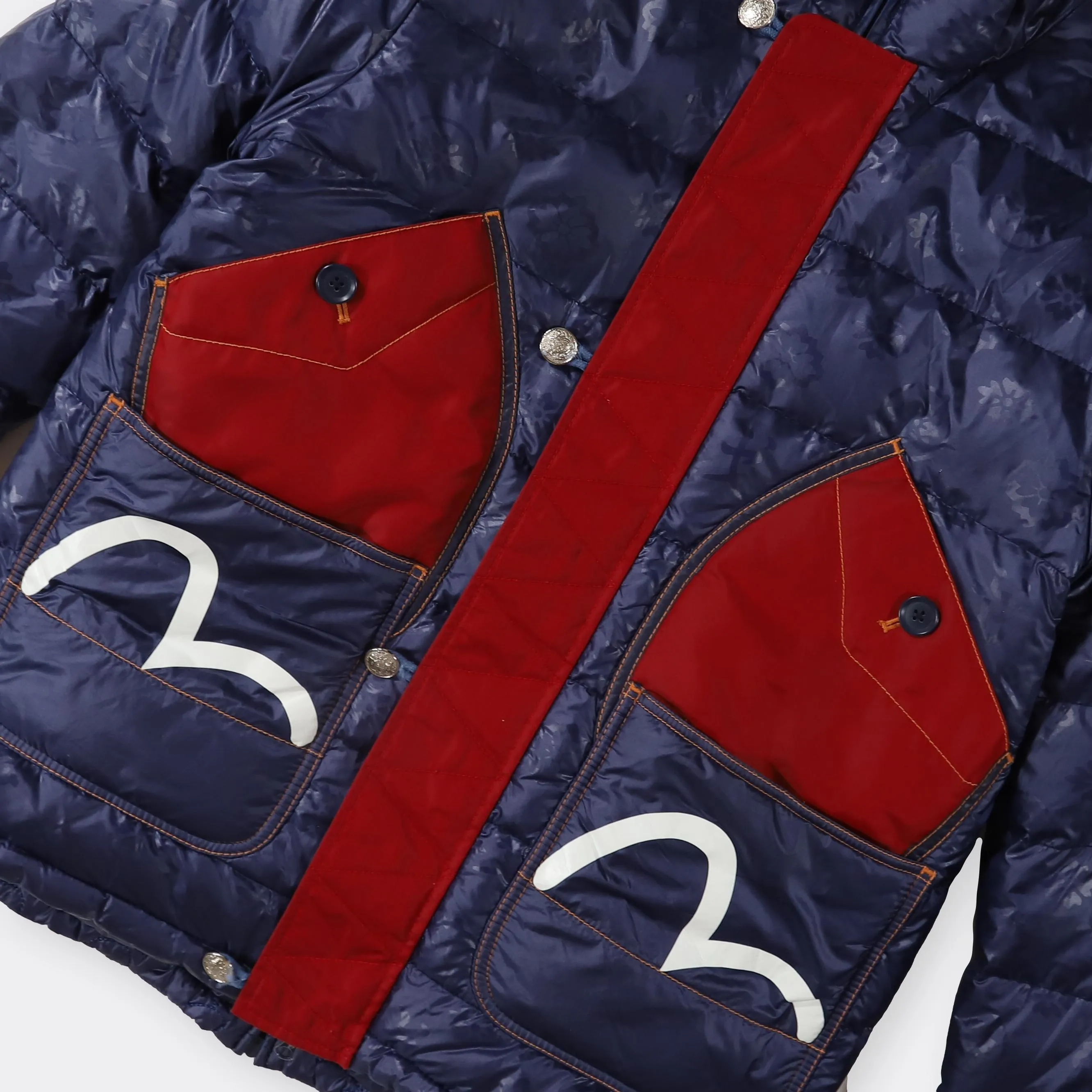 Evisu Vintage Reversible Puffer Coat - Medium