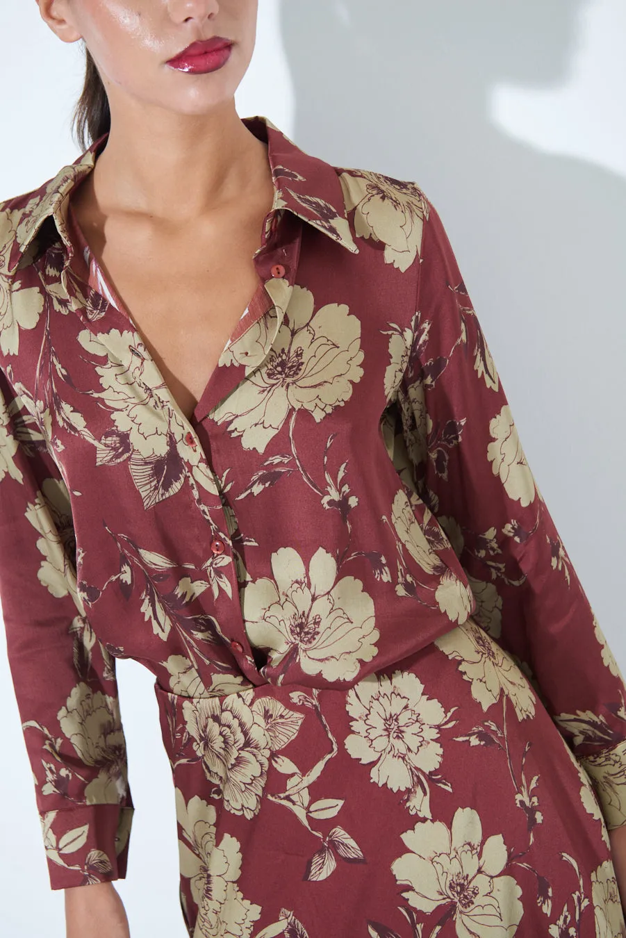 Floral print button-down blouse