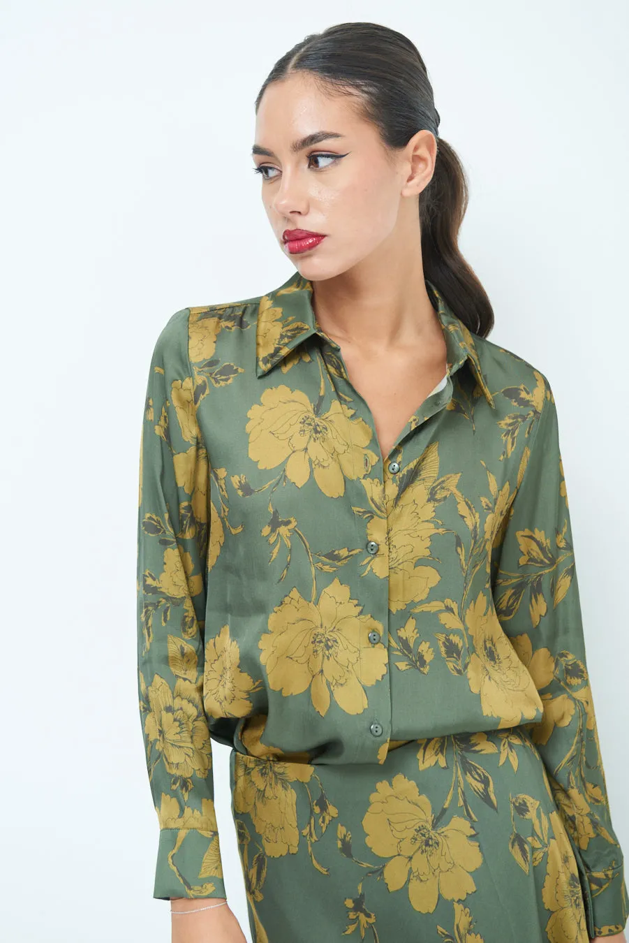 Floral print button-down blouse