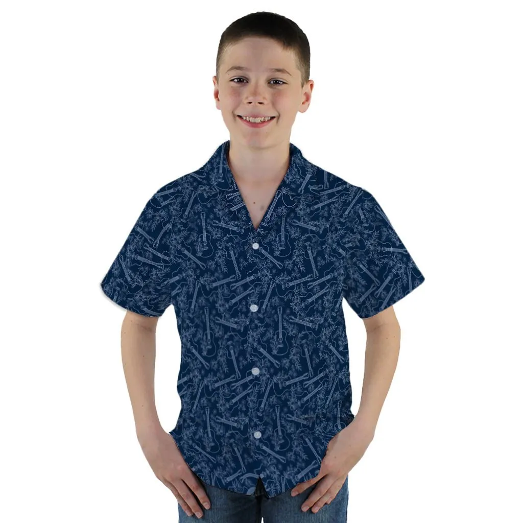 Guitar Blossoms Blue Youth Hawaiian Shirt