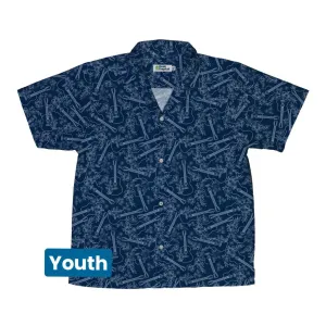 Guitar Blossoms Blue Youth Hawaiian Shirt