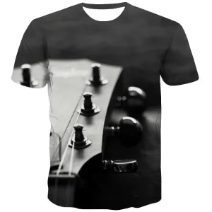 Guitar T-shirt Men Music T-shirts 3d Wooden Tshirts Cool Metal T-shirts Graphic