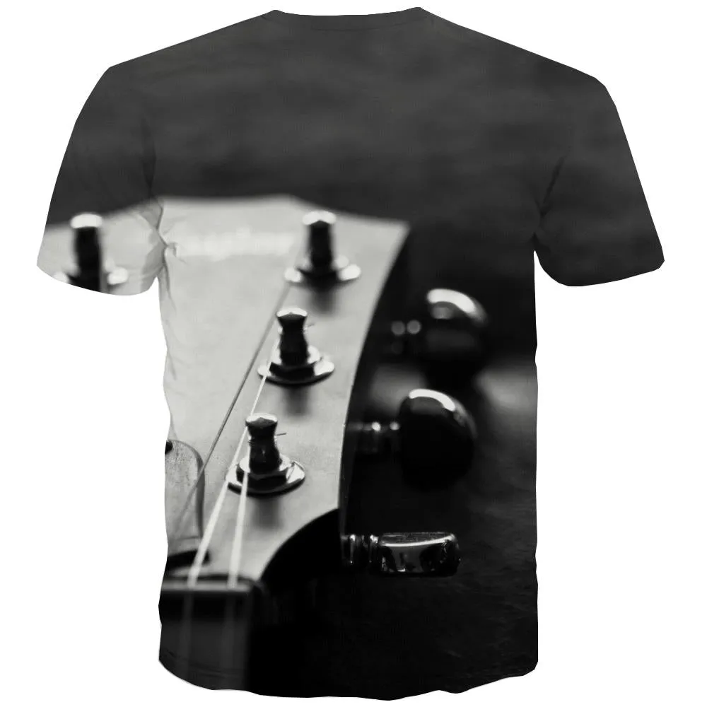 Guitar T-shirt Men Music T-shirts 3d Wooden Tshirts Cool Metal T-shirts Graphic