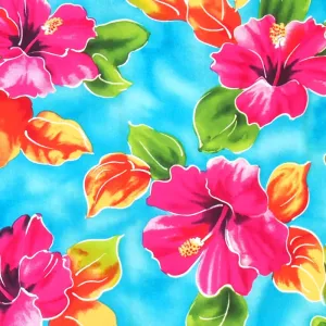 Hoopla Blue Hawaiian Rayon Fabric by the Yard