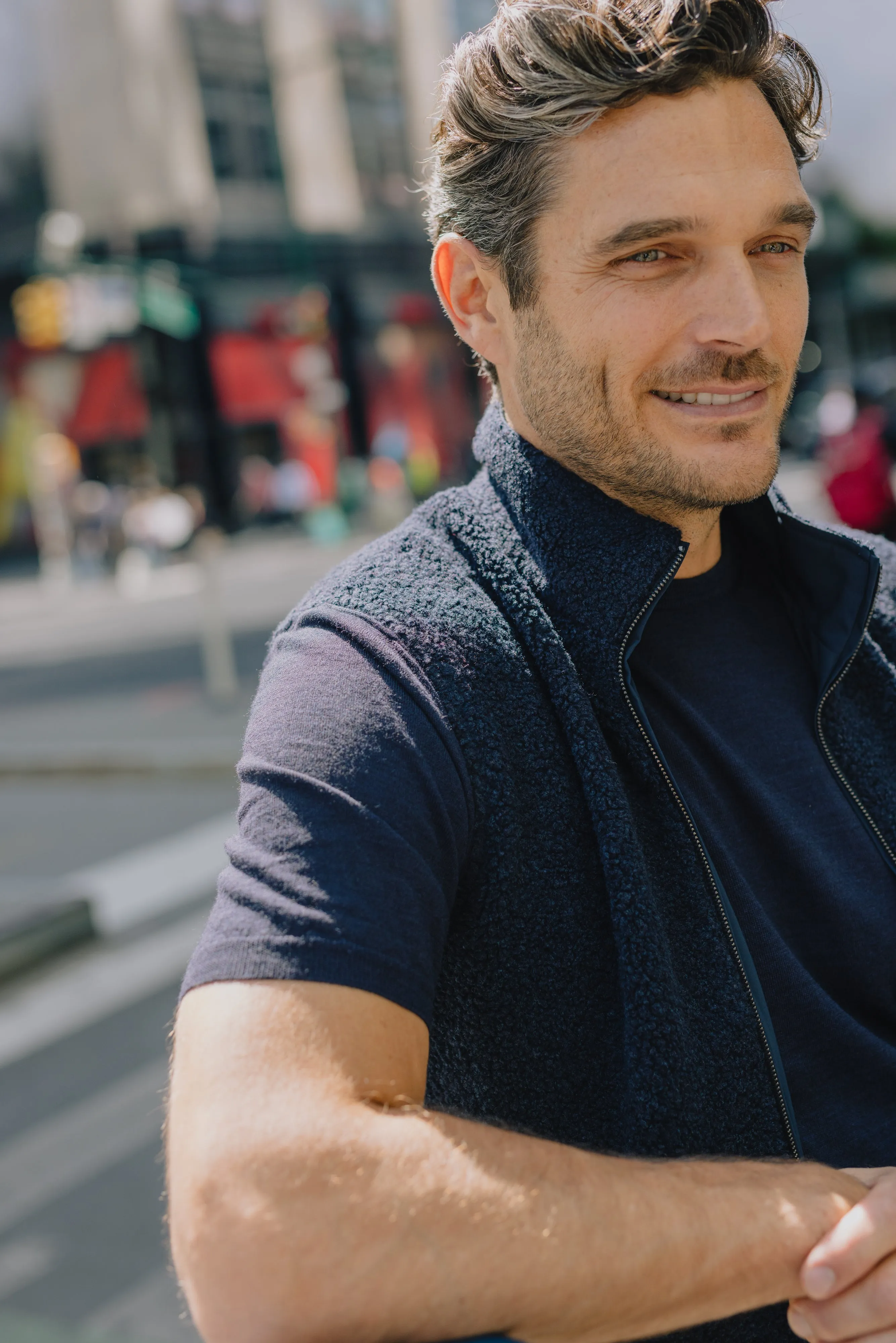 Knitted T-Shirt in Navy Merino Wool