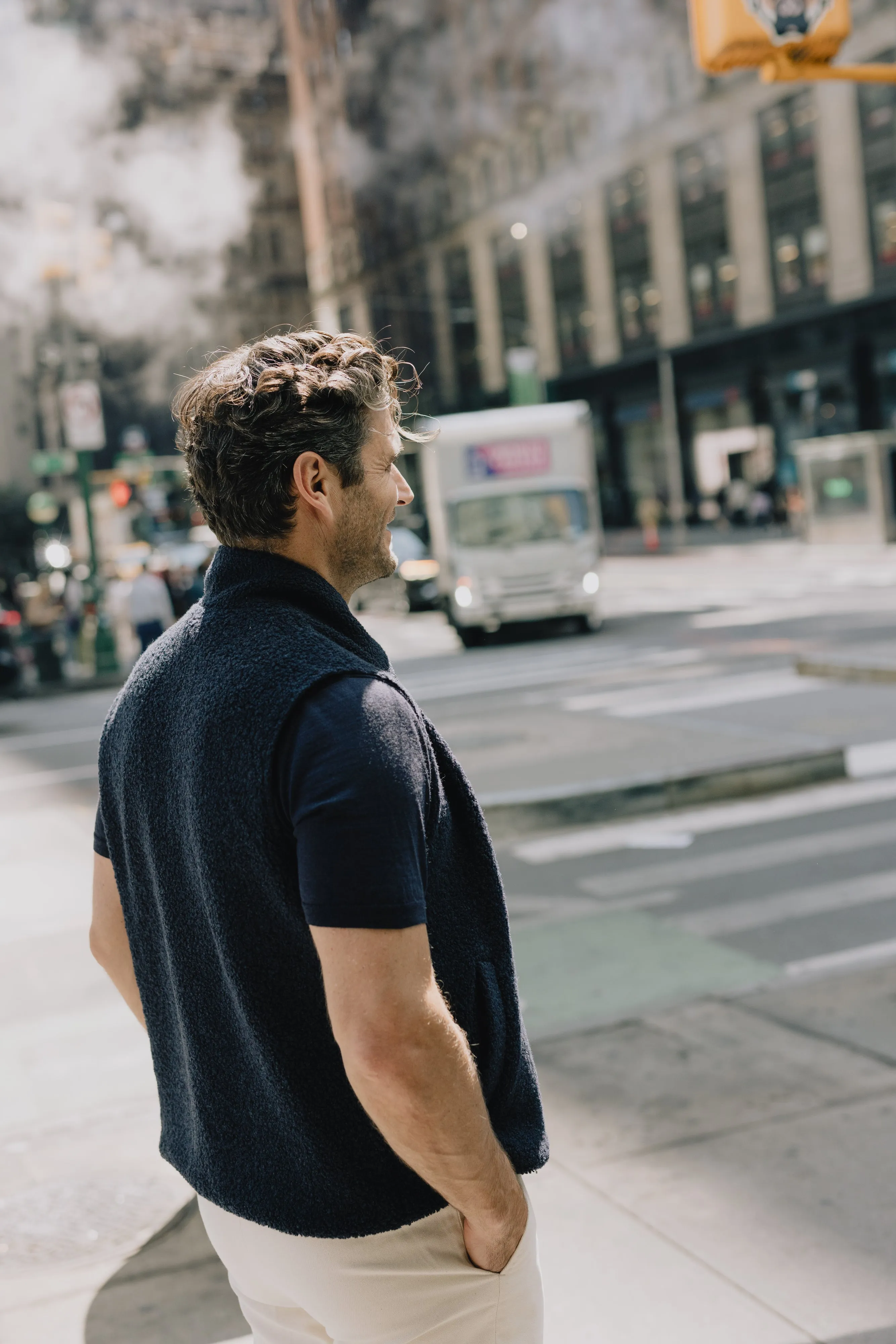 Knitted T-Shirt in Navy Merino Wool