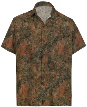 LA LEELA Shirt Casual Button Down Short Sleeve Beach Shirt Men Aloha Pocket shirt Brown_AA5