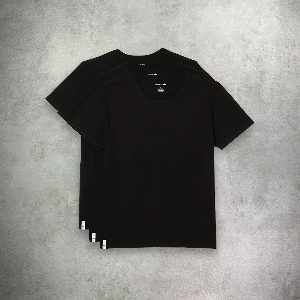 Lacoste 3 Pack Crew T-Shirt Black