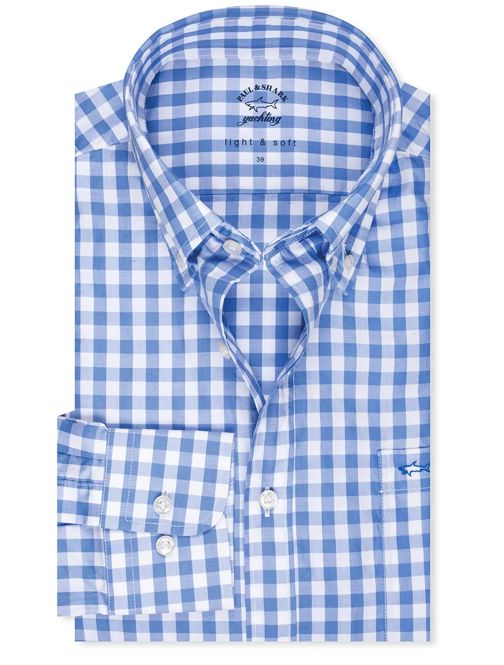 Light And Soft Gingham Shirt Blue