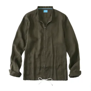 Men's 100% Linen Casual Zip Up Jacket