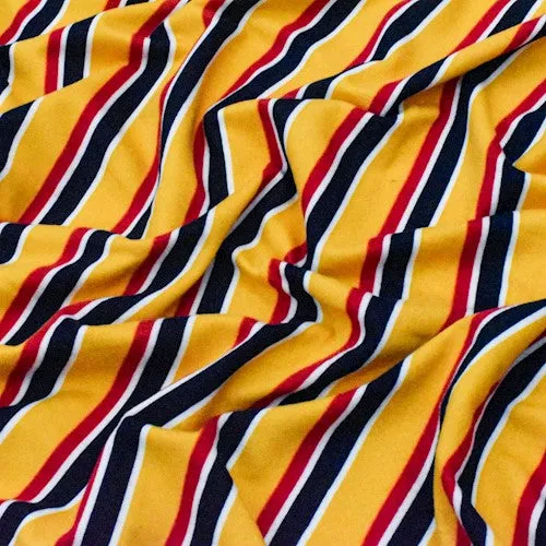 Navy/Multi Stripe ITY Double Brushed Jersey Knit  Fabric