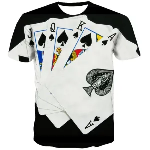 Playing Cards T shirts Men Black Tshirt Anime Novel T-shirts Graphic Harajuku Shirt Print