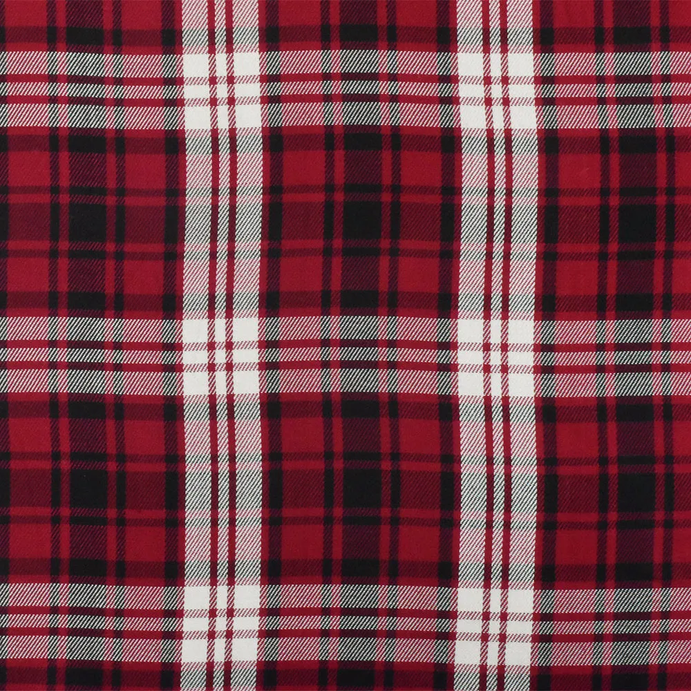 Red-White-Multi Famous Designer Rayon Plaid Twill Shirting Fabric