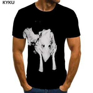 Skull T-shirt Men Art Tshirts Casual Black T-shirts 3d Party Funny T shirts