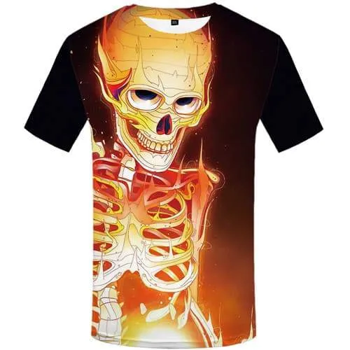 Skull T-shirt Men Skeleton Tshirts Novelty Flame T-shirts Graphic Gothic Tshirts Cool War T-shirts 3d Short Sleeve T shirts Men