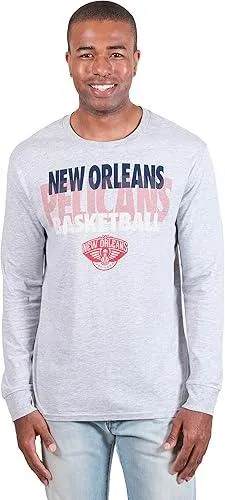 Ultra Game NBA Official Men’s Super Soft Supreme Long Sleeve T-Shirt - Unisex, New Orleans Pelicans, Heather Gray|New Orleans Pelicans