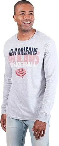 Ultra Game NBA Official Men’s Super Soft Supreme Long Sleeve T-Shirt - Unisex, New Orleans Pelicans, Heather Gray|New Orleans Pelicans