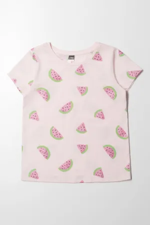 Watermelon Printed T-Shirt Light Pink