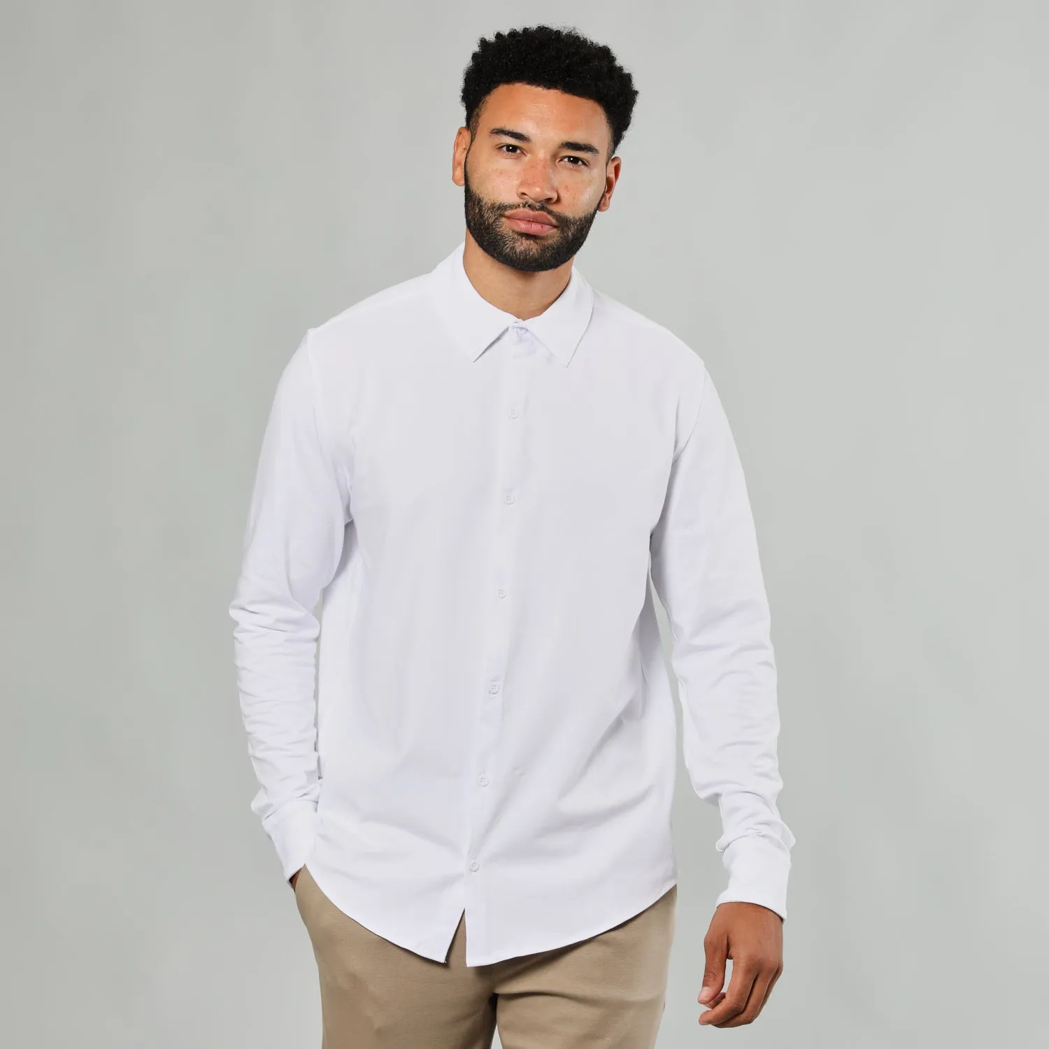 White Long Sleeve Knit Shirt