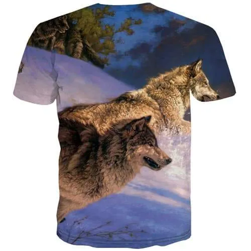 Wolf T shirts Men Forest Shirt Print Animal T-shirts 3d Graffiti T shirts Funny Gothic Tshirts Casual Short Sleeve Hip hop Mens